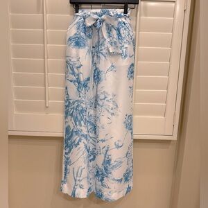 Chicwish Floral Blue and White Wide-Leg Pants